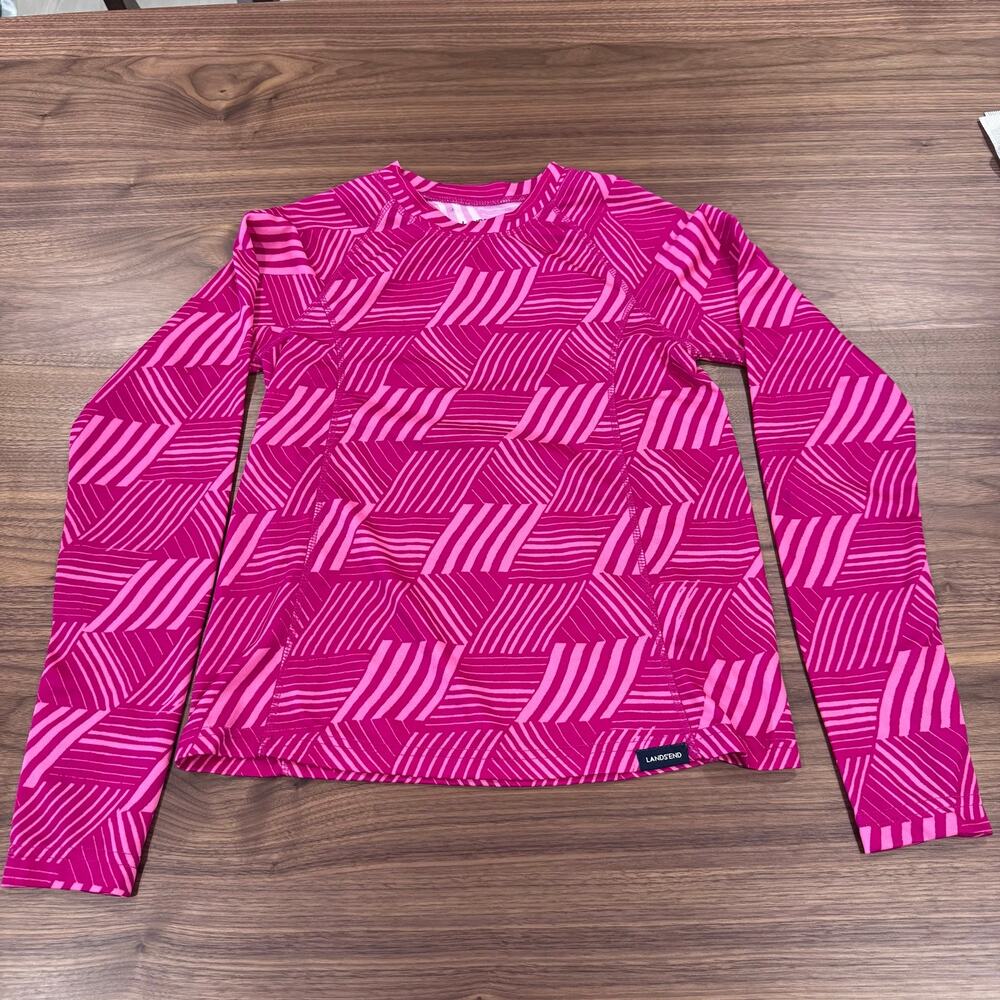 Land’s End Girls Pink Geometric Pattern  polyester top and pants Size 10-12
